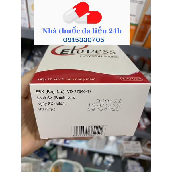 Viên uống sáng da, khoẻ tóc Elovess Lcystine 500mg hộp 60 viên