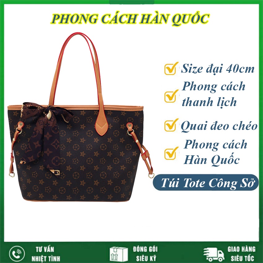 Túi Tote Da cho Nữ xách tay đeo chéo phù hợp công sở đi học cỡ lớn