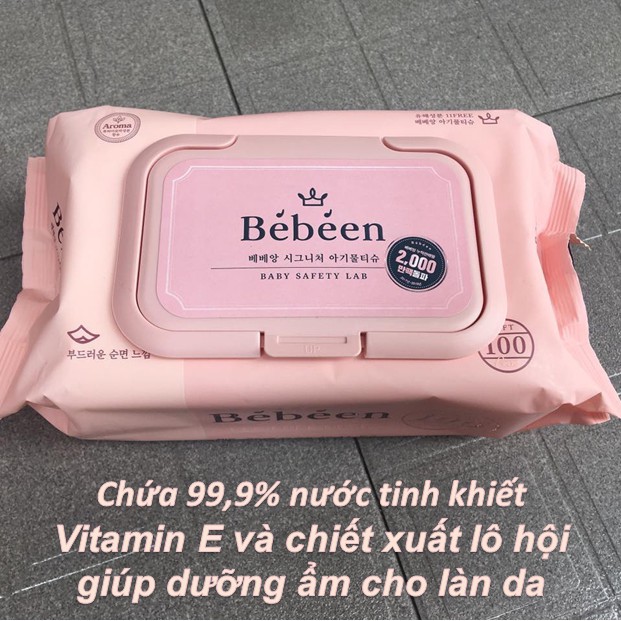 Khăn Ướt Cho Bé Sơ Sinh Bebeen Hồng 4 Lớp | 100 Tờ Không Mùi An Toàn