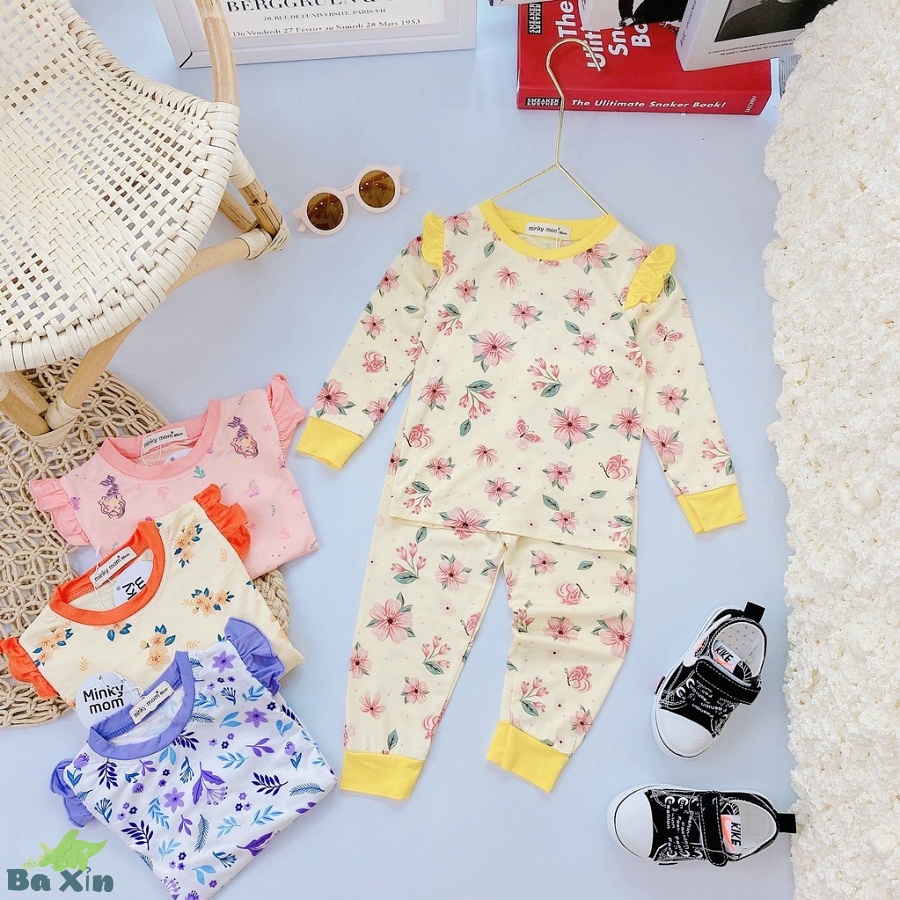 (9-19KG)ĐỒ BỘ ĐỒ NGỦ CÁNH TIÊN DÀI TAY THUN LẠNH CHO BÉ GÁI MẶC NHÀ MINKYMOM BỀN MÀU, KHÔNG CHẢY VẢI, KHÔNG XÙ LÔNG