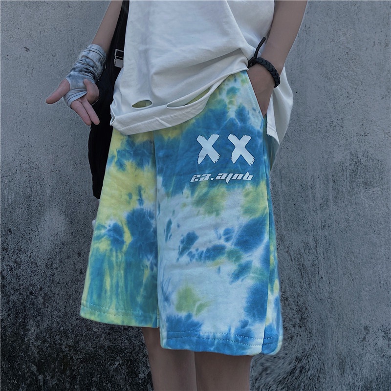 Quần short AOKANG họa tiết màu nhuộm phong cách Hong Kong thời trang cho nam