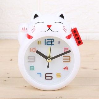 Đồng hồ báo thức mini, đồng hồ để bàn phong thủy hình mèo thần tài