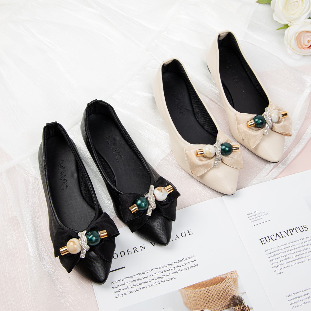 [Mã FATHANG5 giảm 10K đơn 50K] Giày búp bê đính nơ cách điệu siêu xinh MWC NUBB- 2224 | BigBuy360 - bigbuy360.vn