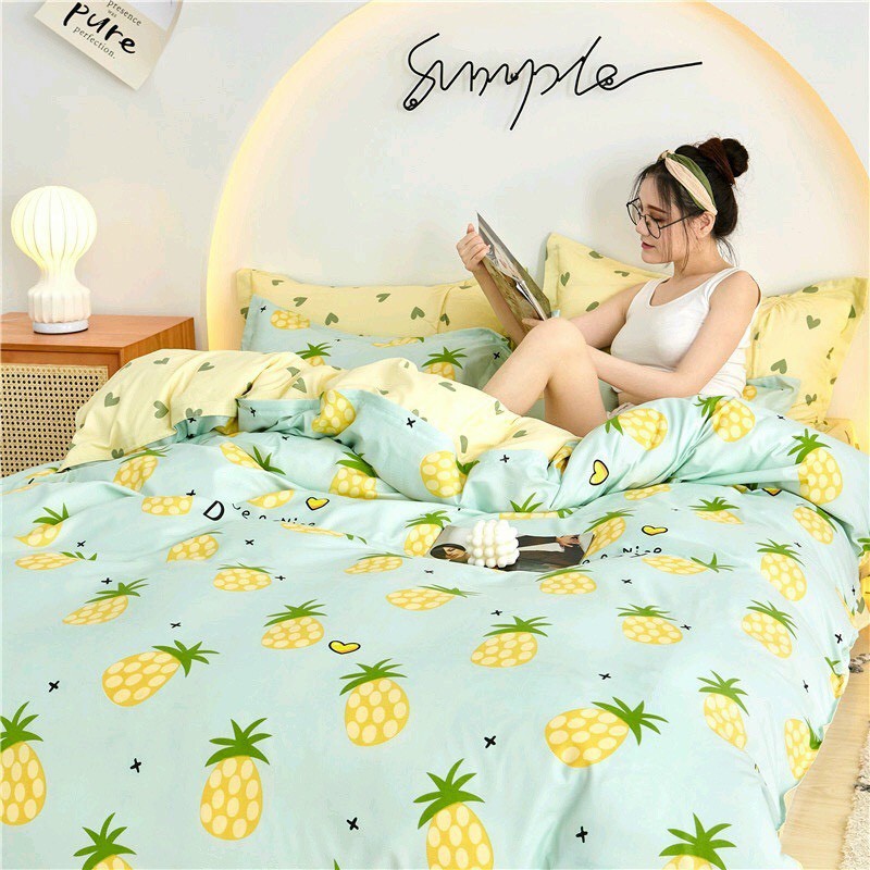 Bộ Chăn Ga Cotton POLY MẪU DỨA MỚIchăn, ga, cotton, ga nệm, chăn ga, cotton poly, chăn nệm, chăn ga gối, bedding️