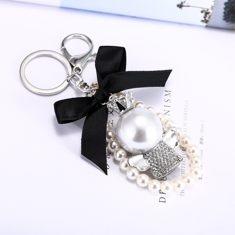 Móc Chìa Khóa Hình Chiếc Nơ Đính Ngọc Trai Thời Trang Xuân Thu Dành Cho Nữ