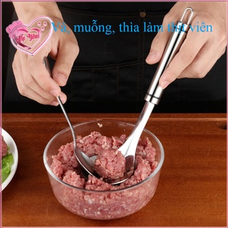 Dụng cụ làm viên thịt inox 304, vá, muỗng, thìa làm thiệt viên