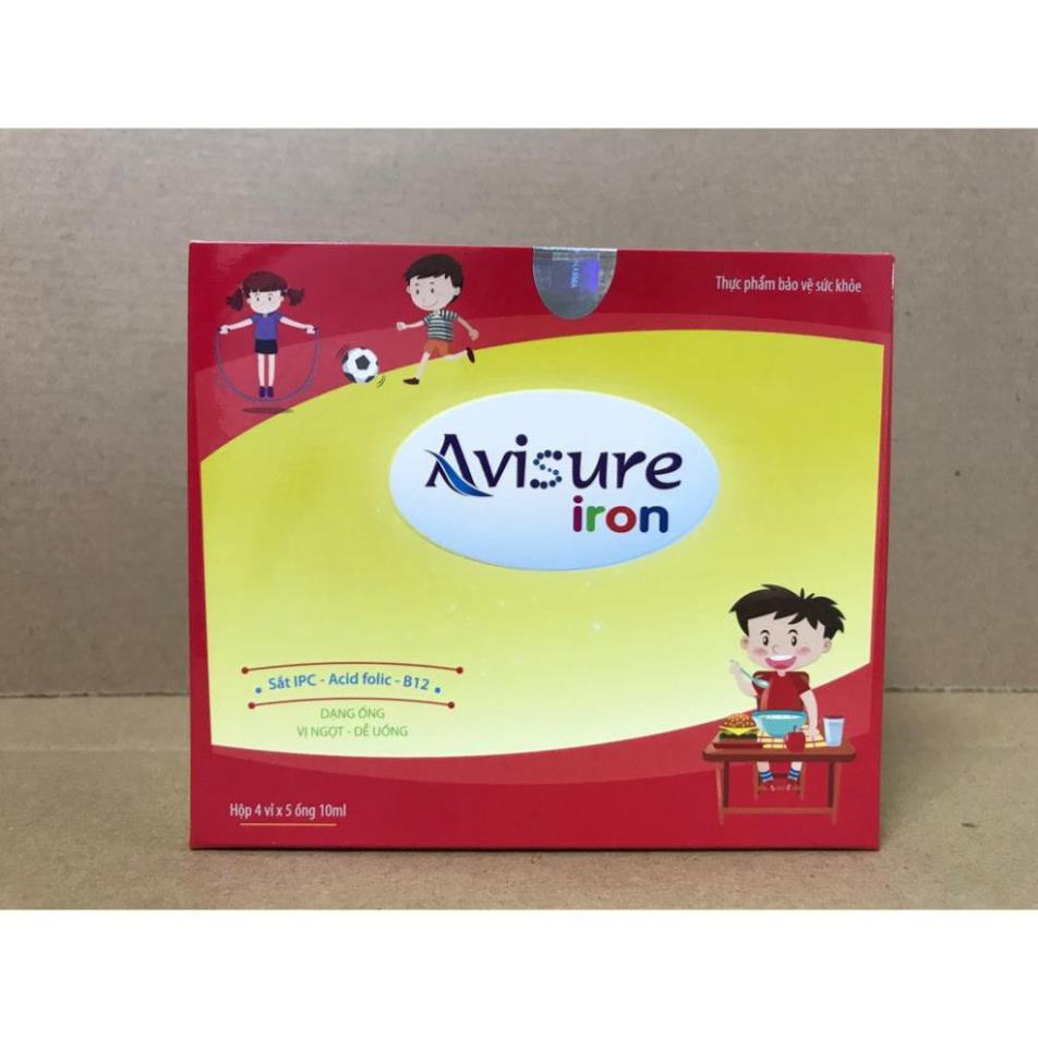 AVISURE IRON – Cung cấp sắt, acid folic, giảm nguy cơ thiếu máu ở trẻ em, phụ nữ có thai, phụ nữ rong kinh (20 ống)