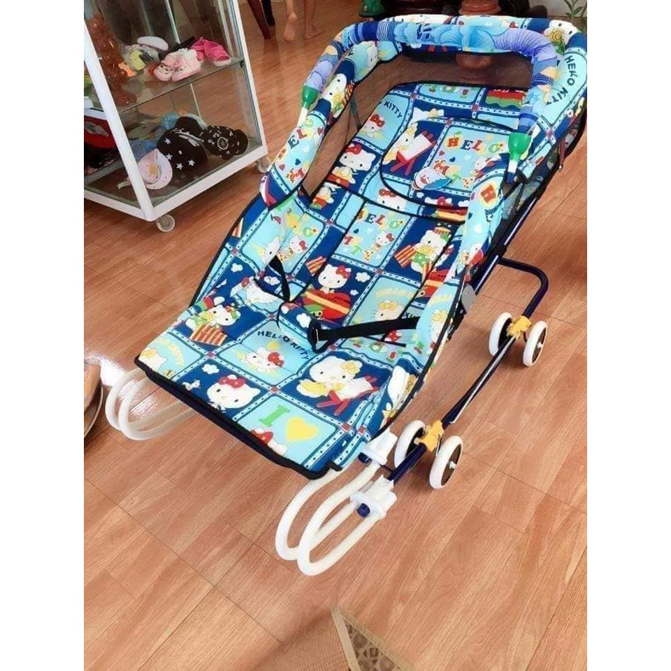 Nôi 4 Nhún Cho Bé Sơ Sinh Nằm Chịu Lực 30kg Có Màn Che Họa Tiết Ngẫu Nhiên ( Tặng 2 Khẩu Trang Cho Bé )