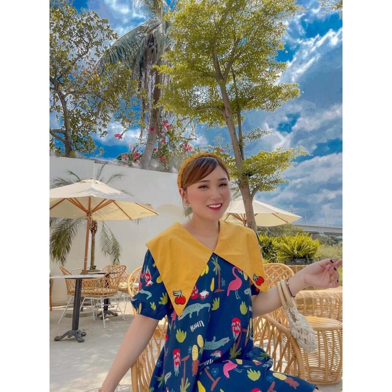 Đầm suông hoạ tiết cổ phối, thiết kế siêu xinh siêu trắng da | BigBuy360 - bigbuy360.vn