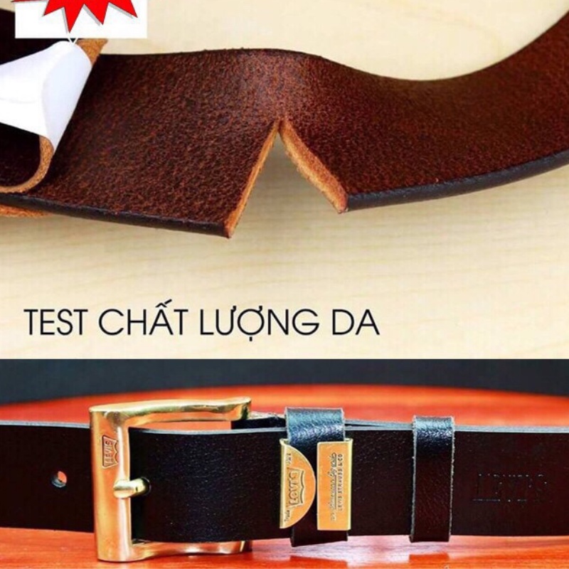 HOTDEAL ---Thắt Lưng Da Bò Nam Khóa Đồng Levis Nâu Đen