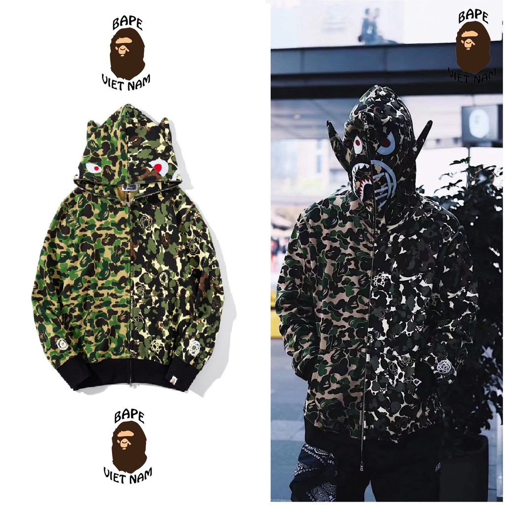[ODER + FREESHIP] Jacket Bape Shark x UNKLE fullzip , Áo khoác Hoodie Bape Cá Ngáo Seasion 21 Siêu hot | BigBuy360 - bigbuy360.vn