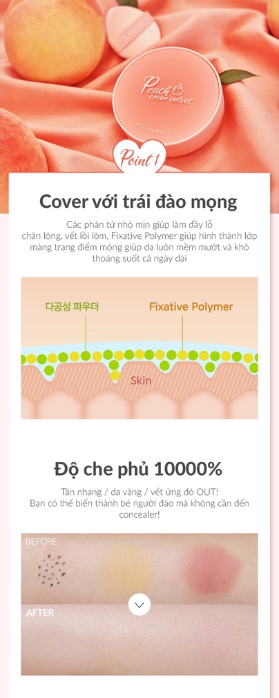 [Chính hãng] Phấn Nước Che Phủ Cao,Bền Màu Cả Ngày BLACK ROUGE Peach cover velvet cushion | BigBuy360 - bigbuy360.vn