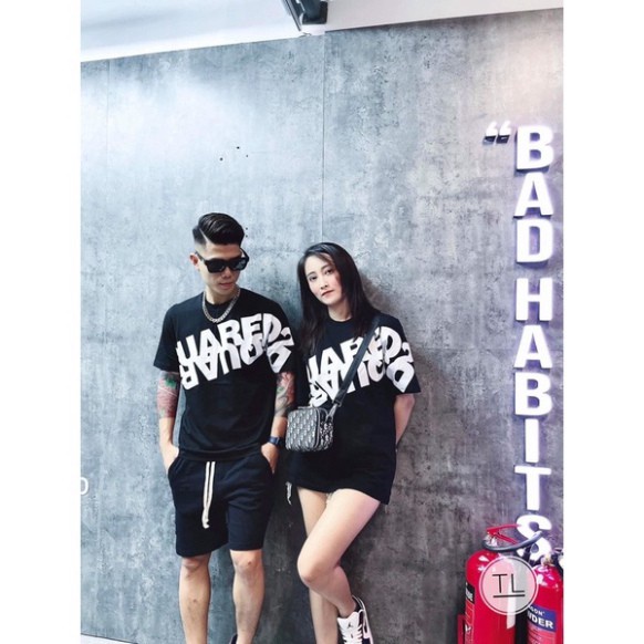 Áo Thun  DSQ Dập Chữ Nghiêng Trấn Thành, Áo thun unisex nam nữ form rộng oversize chất liệu Cotton