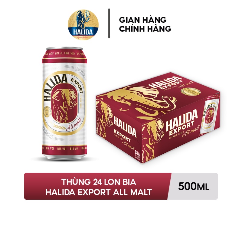 Thùng 24 lon bia Halida Export All Malt (24x500ml)