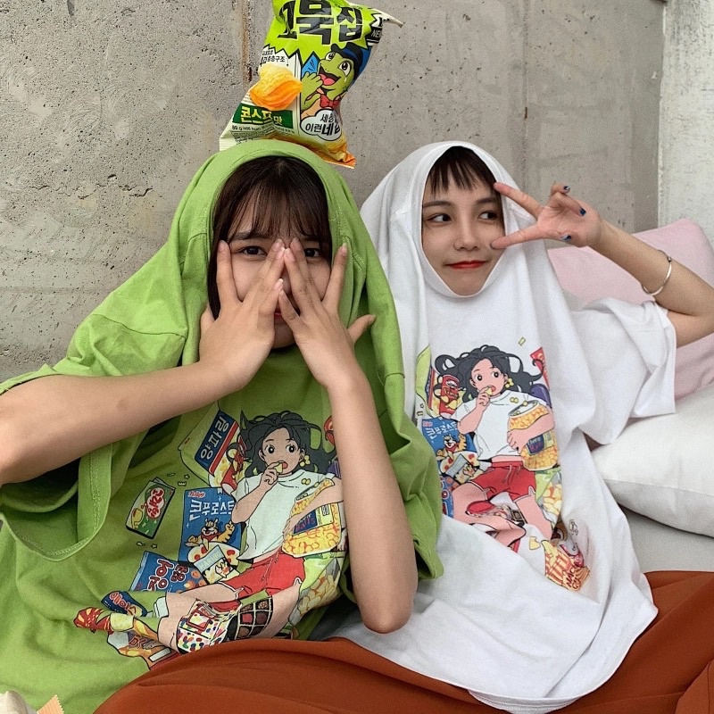 Áo Thun Nam Nữ, Áo Phông Ngắn Tay Màu Xanh Trắng Phom Rộng Cổ Tròn Ulzzang Đi Học Đi Chơi Năng Động Cá Tính Hot Trend