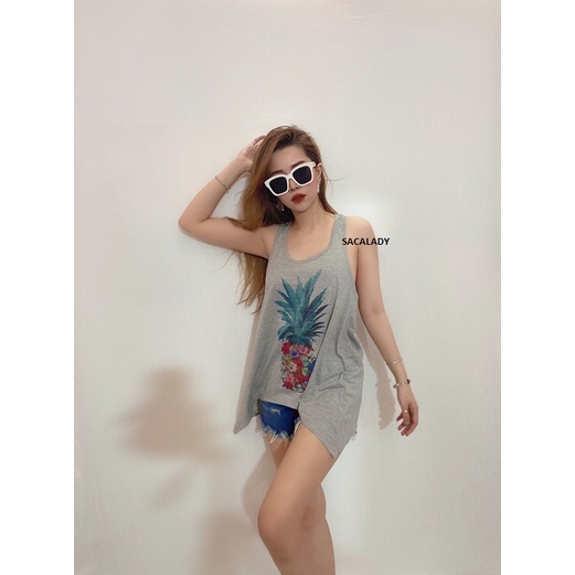 Áo Thun Ba Lỗ F21 Xám In Hình - 3789