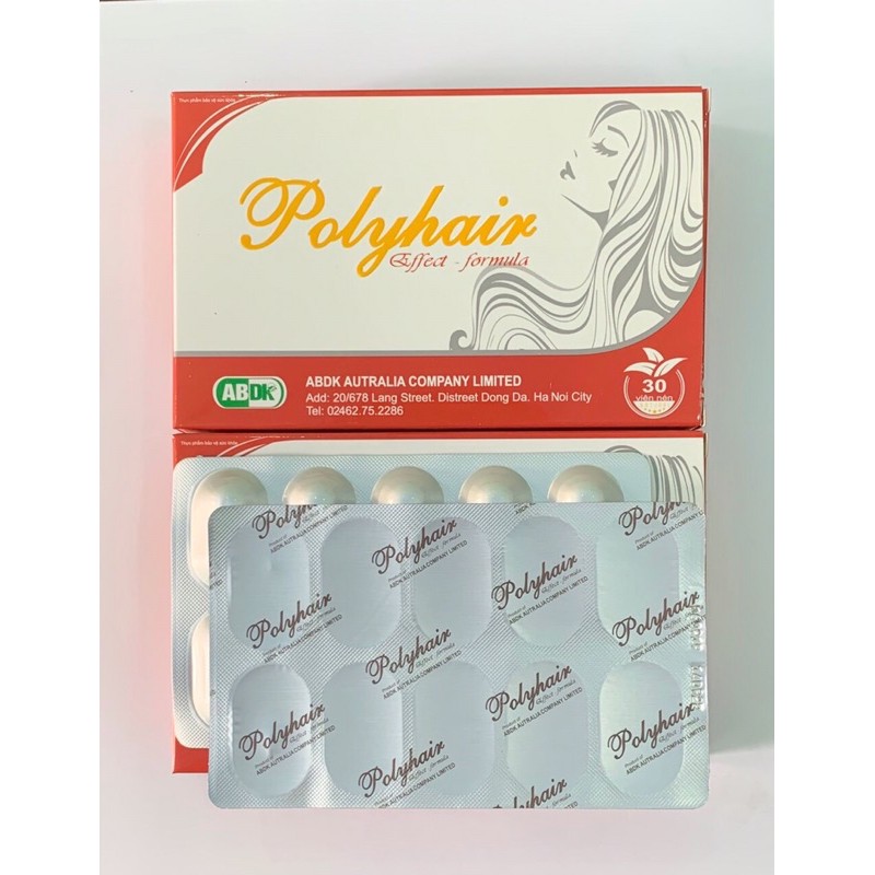 Dưỡng tóc POLYHAIR - Hộp 30 Viên - Dưỡng tóc suôn mượt, kích thích mọc tóc, ngăn ngừa rụng tóc, xơ tóc