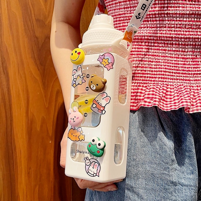 Bình nước thể thao bằng nhựa dung tích lớn chống rơi kèm ống hút tiện dụng cho học sinh