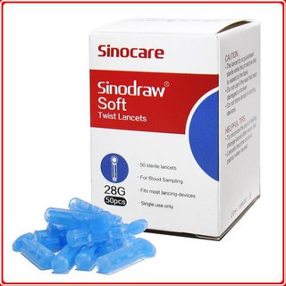 Kim chích lấy máu thử tiểu đường Sinocare, kim lấy máu đã tiệt trùng thân tròn 4 cạnh, hộp 50 kim [Bluesky.beauty]