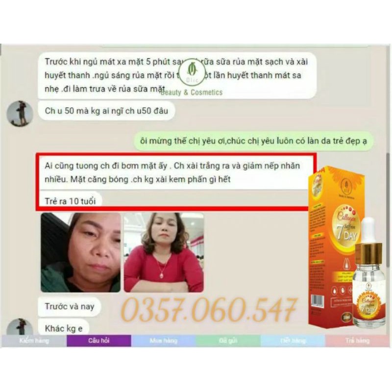 [Chính Hãng] SERUM COLLAGEN SAFFRON TÁI SINH 7 DAY OLIC (huyết thanh truyền trắng olic mẫu mới) | BigBuy360 - bigbuy360.vn