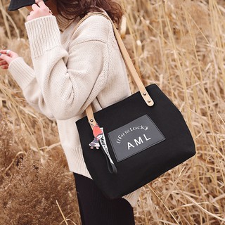 Túi vải canvas aml túi đeo vai tote thời trang mới size to đựng vừa a4