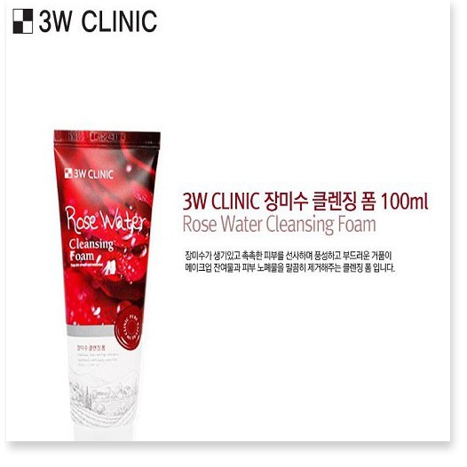 [Mã giảm giá] Sữa rửa mặt hoa hồng 3W Clinic Rose Water Foam Cleansing 100ml