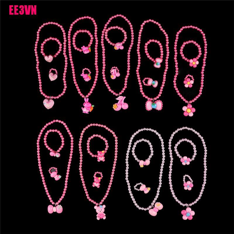 Bộ Trang Sức 3 Món Gồm Vòng cổ + Nhẫn + Vòng Tay + Nhẫn Đính Hạt Nhiều Màu