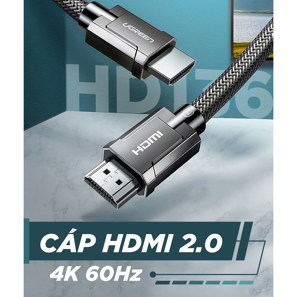 Cáp HDMI 2.0 độ phân giải 4K 60Hz cao cấp dài 1-2m UGREEN HD136