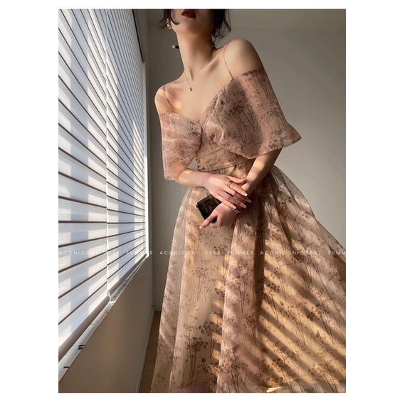 Đầm maxi hoa nhí phong cách quý cô sang trọng thời trang nữ hebe's MSP C99