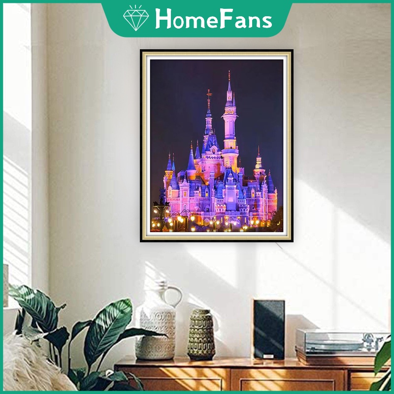 Bộ Tranh Đính Đá 5D Tự Làm Hình Lâu Đài Disney 30x40cm / 40x50cm Trang Trí Nhà Cửa