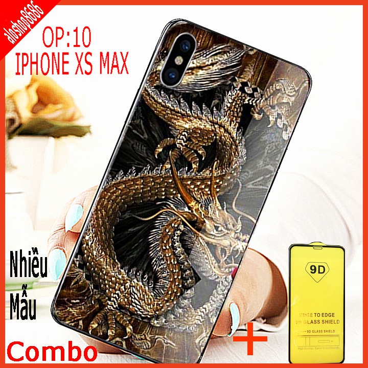 COMBO ốp lưng KÍNH 3D IPHONE XS MAX SANG TRỌNG, TRẺ TRUNG (TẶNG KÈM 1 kính cường lực FULL màn hình ) EDUCASESHOP