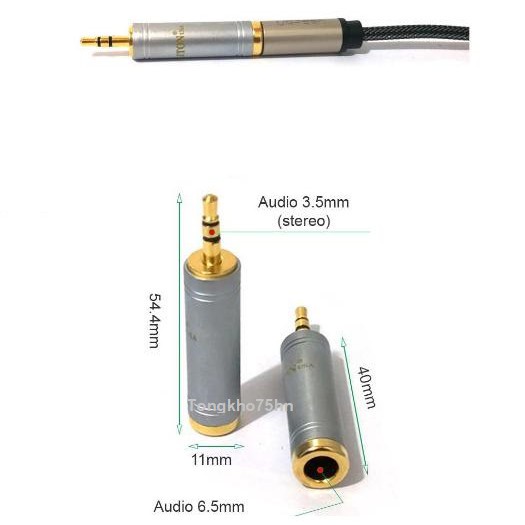 01 Jack chuyển 3.5mm đực ra 6.35mm cái - Hàng Cao Cấp LITON USA