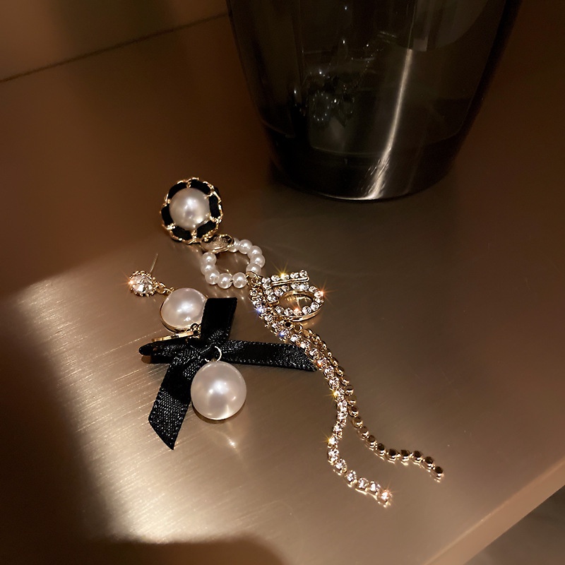 Đôi Bông Tai Mạ Bạc 925 Hình Nơ Đính Kim Cương Giả Thời Trang Hàn Quốc Cho Nữ