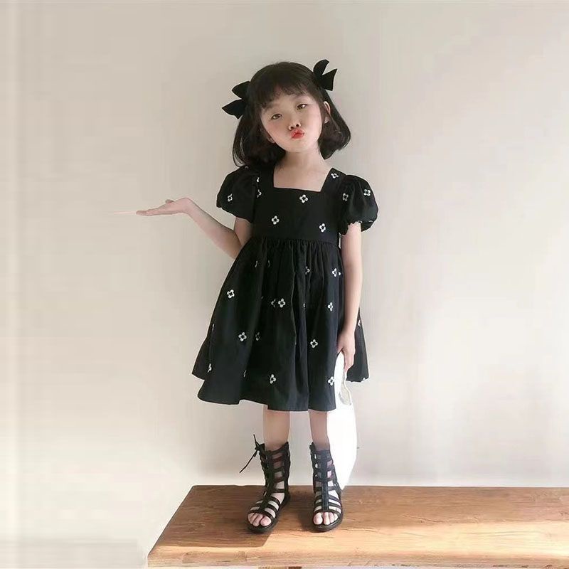 Đầm Công Chúa Tay Ngắn Phồng Hở Lưng Họa Tiết Chấm Bi Thời Trang Mùa Hè Dành Cho Bé Gái