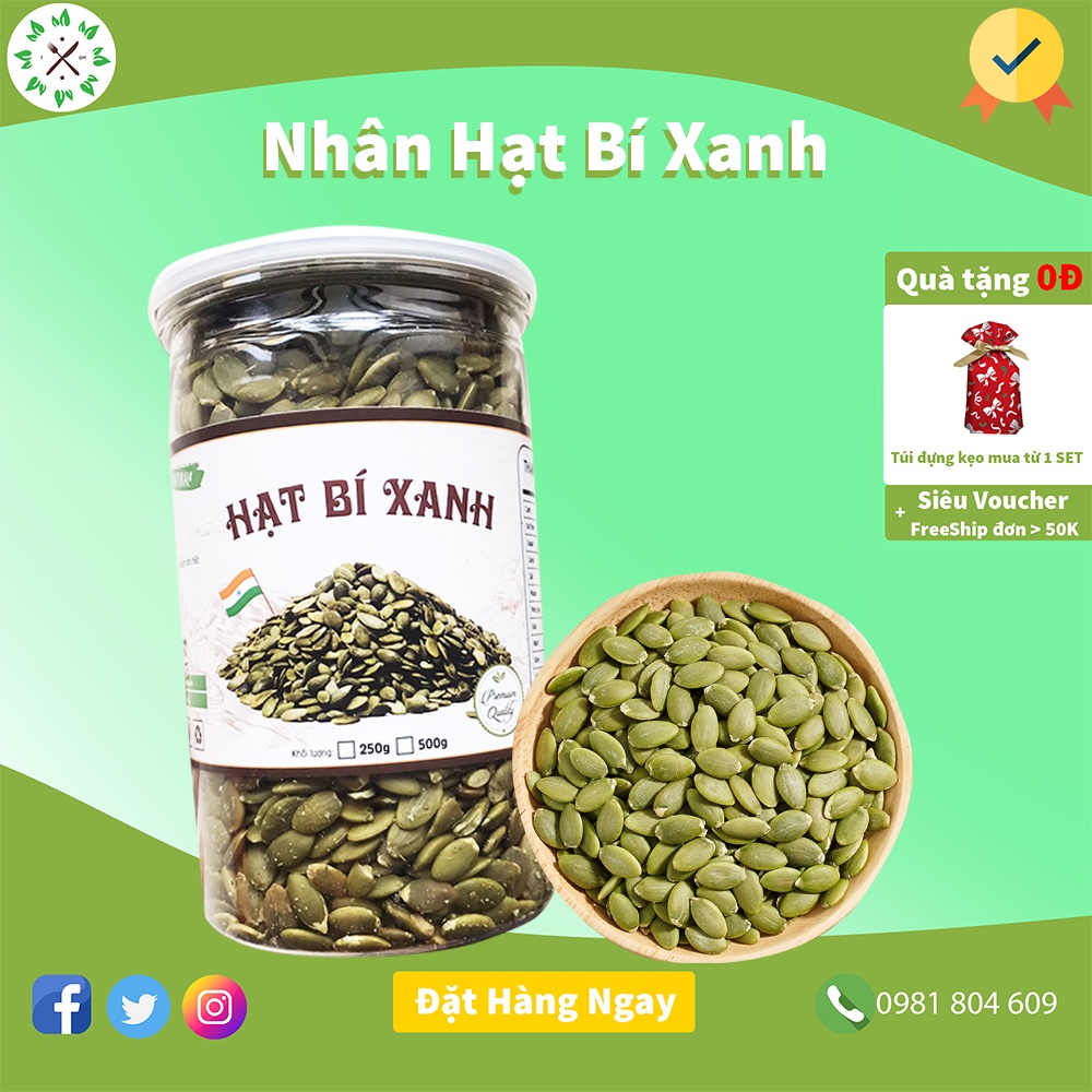 500Gr Nhân Hạt Bí Xanh Chắc Mẩy Sấy Giòn Nguyên Vị, Hạt Bí Tách Vỏ, Hạt Dinh Dưỡng Cao Cấp
