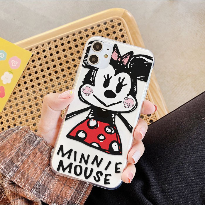Ốp trong suốt in hình cặp đôi chuột mickey đủ mã cho IPhone 11/11Pro/11pro Max X XR XS XS MAX /6 7 8 Plus SE t06