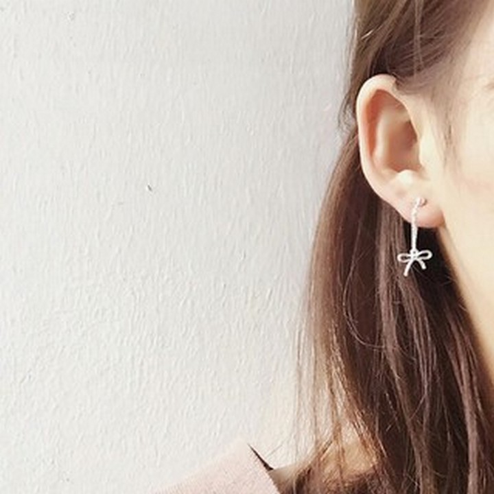Khuyên tai bạc nơ ngôi sao trang sức phụ kiện nam nữ phong cách Hàn Quốc dễ thương bông tai Unisex titan không gỉ
