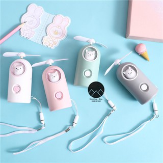Quạt mini quạt tích điện cầm tay mini có đèn hình gấu Maxshop Độc