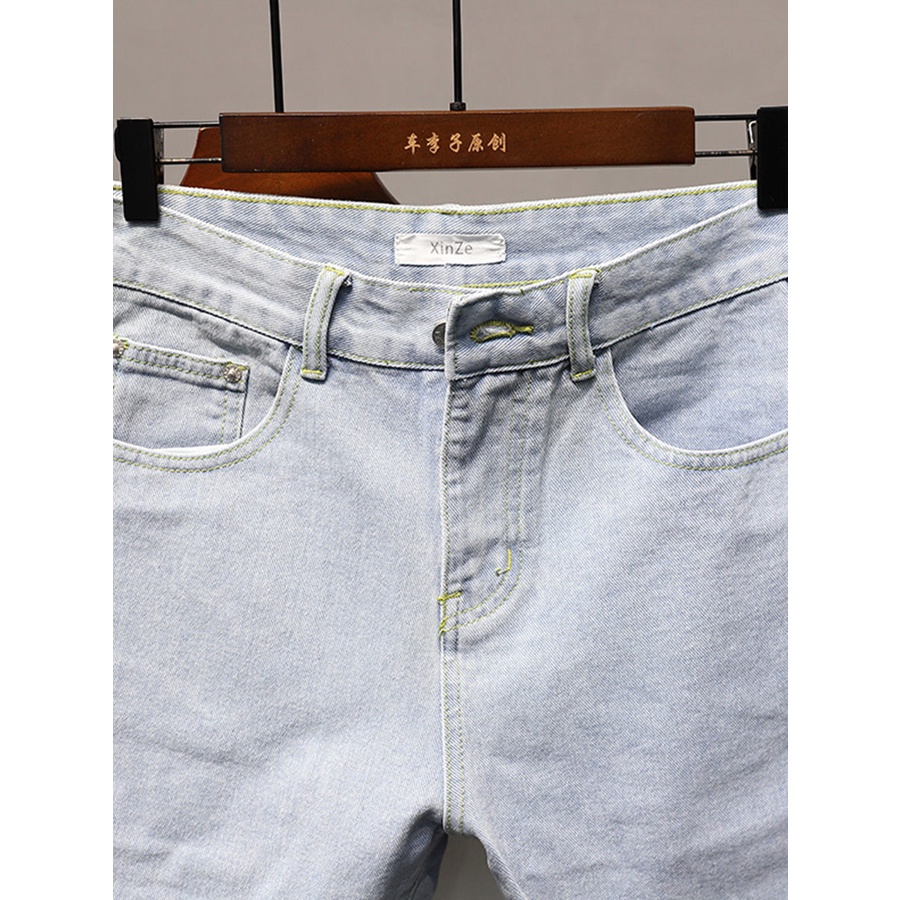 Hàng Có Sẵn Quần Short Jean Xanh Nhạt Trẻ Trung Phiên Bản Mới Mùa Hè 5 Phút