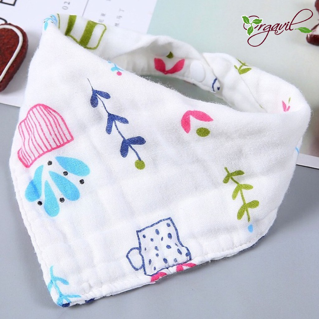 Khăn Yếm Tam Giác Cho Bé - Yếm Xô Cotton 4 Lớp Dày Dặn Siêu Thấm Mềm Mịn Hàng Cao Cấp (Có Cúc Bấm) - Orgavil