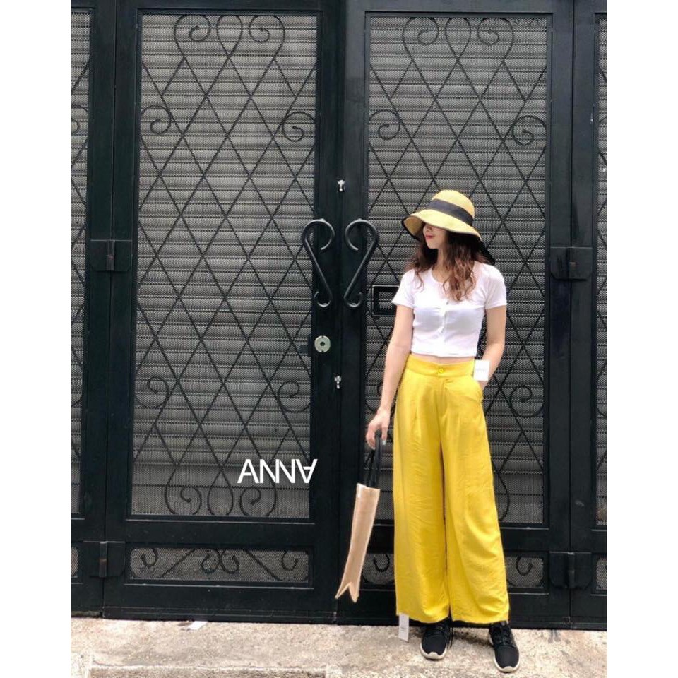 Quần ống rộng form dài 87cm lưng nút trước lưng thun sau vải dày đứng ống quần | BigBuy360 - bigbuy360.vn