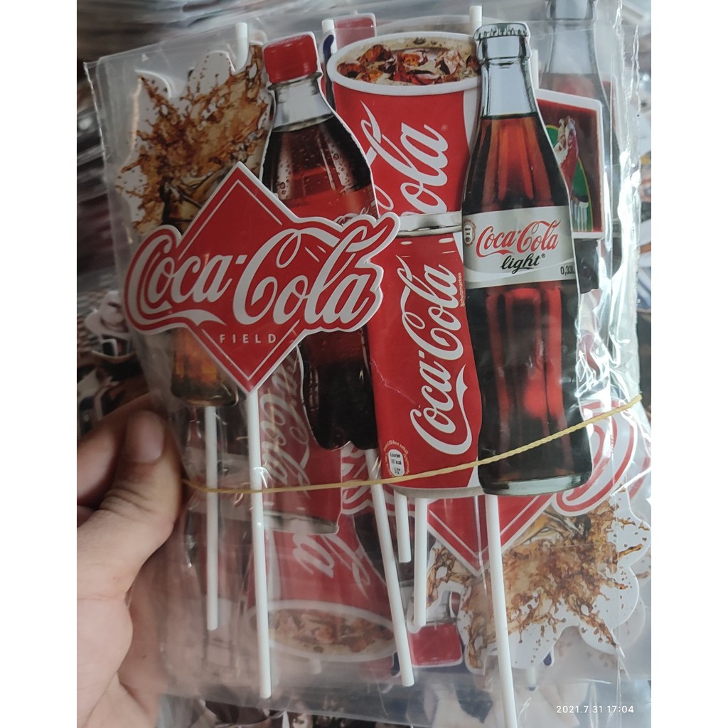 Set cắm giấy Cocacola trang trí bánh sinh nhật