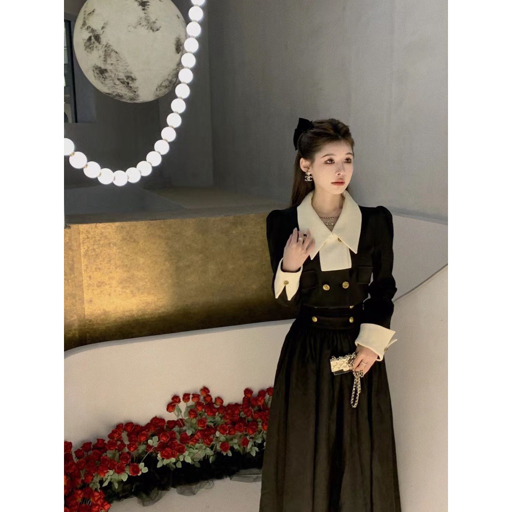 Phong Cách Thu Đông Mới!Bộ Áo Khoác Blazer + Chân Váy Lưng Cao Thời Trang Pháp Cổ Điển