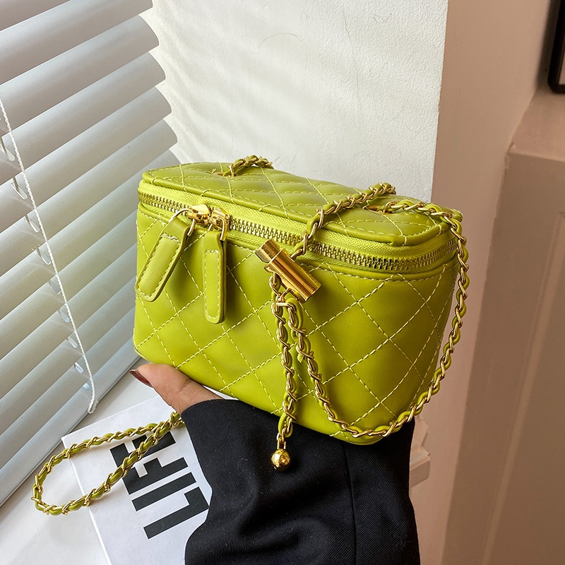 Túi đeo vai IELGY hình vuông cỡ nhỏ họa tiết hình thoi phối dây xích thời trang dành cho nữ