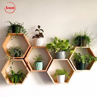 Kệ decor - Kệ gỗ lục giác (kệ tổ ong) 25x30x9 treo tường trang trí siêu đáng yêu