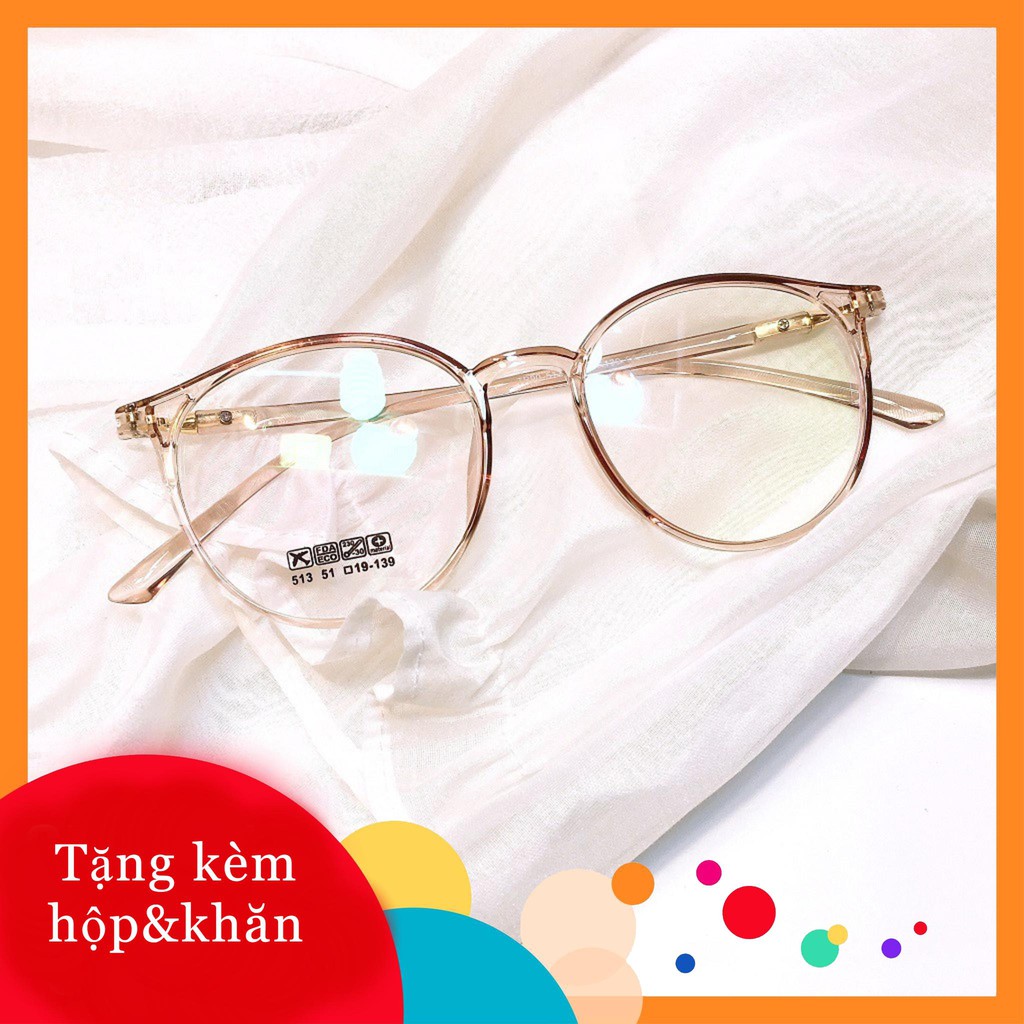 Gọng kính cận tròn 513 -gọng kính giả cận thời trang nhận cắt mắt cận viễn loạn