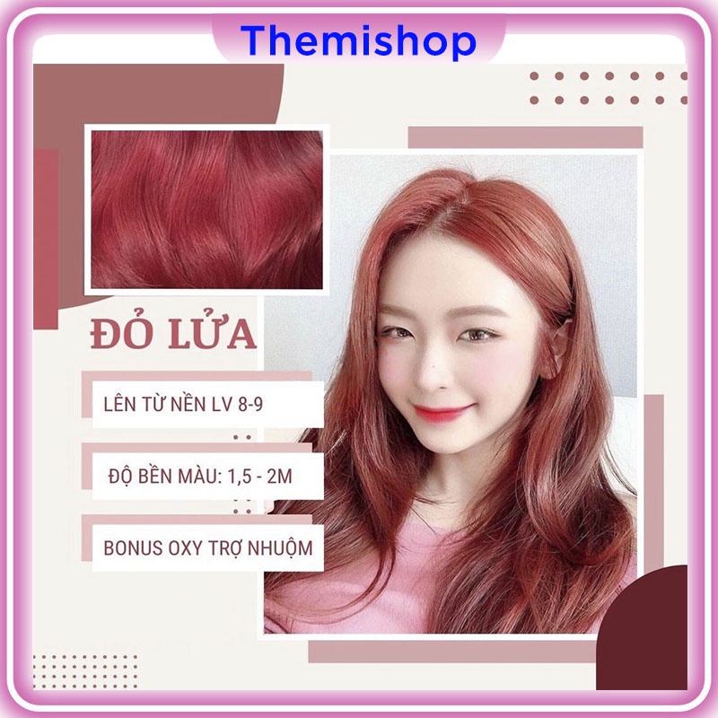 Thuốc Nhuộm Tóc Màu ĐỎ LỬA Không Tẩy | Tặng Oxy Trợ Nhuộm Găng Tay, Mũ Ủ