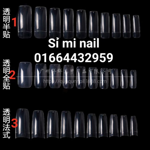 Móng giả dán và nối móng nail có 3 màu trắng sữa, tự nhiên, trong