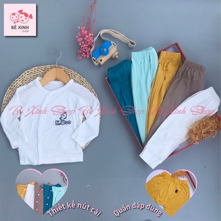Đồ bộ thun lạnh dài tay cho bé gái bé trai K woo [Xã hết] Bộ đồ body cotton dài tay thun lạnh cho bé trai gái MẶC BỈM