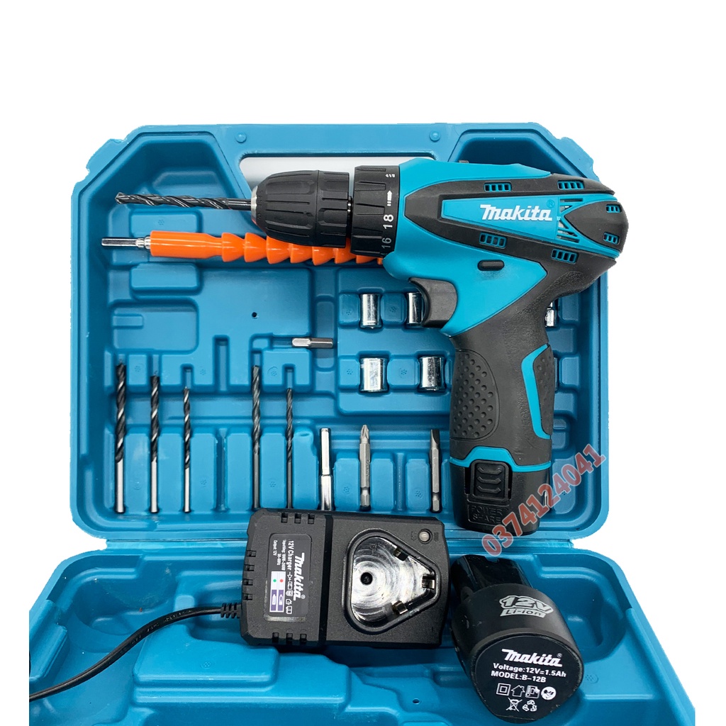 Máy Khoan, Bắt Vít Cầm Tay Maktia Dùng Pin 12V - Tặng Bộ Phụ Kiện 24 Chi Tiết - Bảo Hành 12 Tháng
